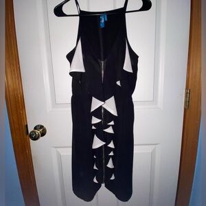 Black and White Ruffle zipper semi formal dress Francesca’s